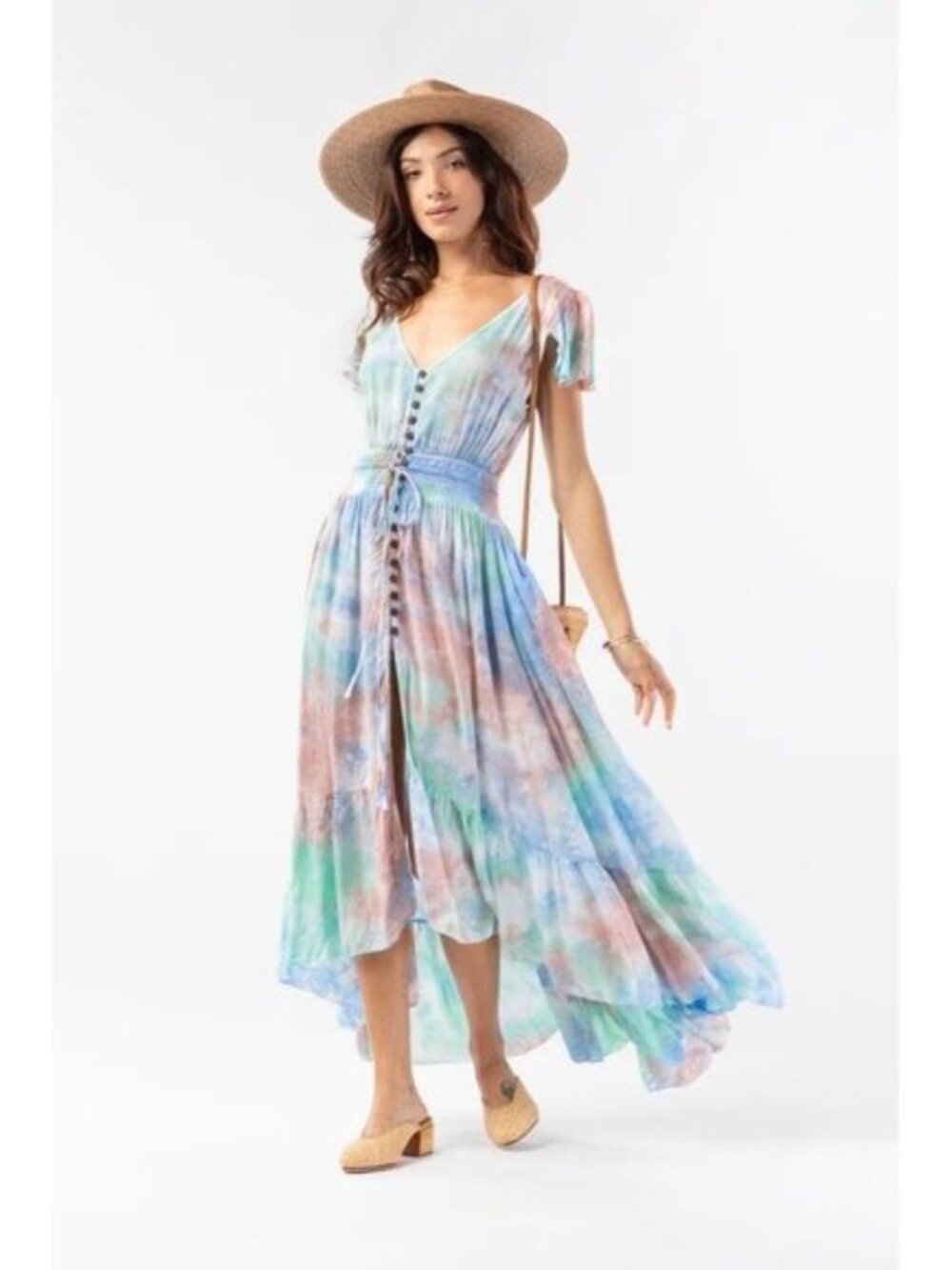 Tiare Hawaii Riveria Tie Dye High Low Dress S/M
